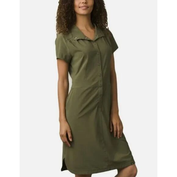 PrAna Shadyn Dress Women S Cargo Green Polyester Outdoors Gorpcore Hiking - Picture 1 of 9